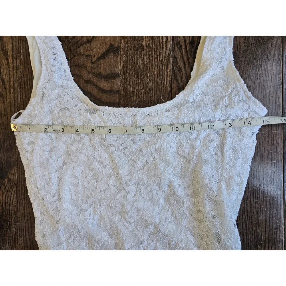 JS COLLECTIONS White Lace Vintage Midi Dress Sz 10 Formal Cocktail Wedding Dress - Picture 5 of 12